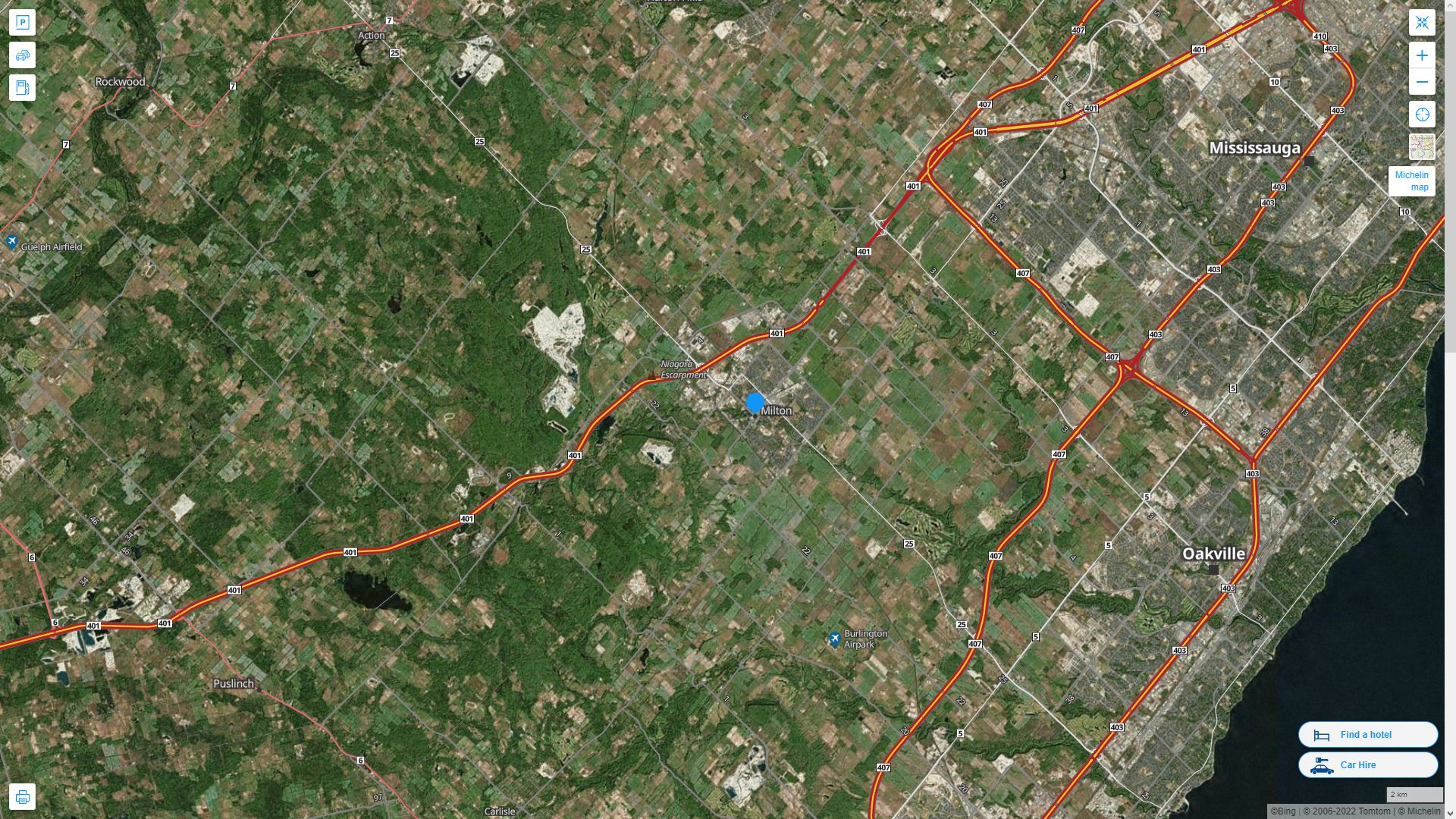 Milton Highway and Road Map with Satellite View